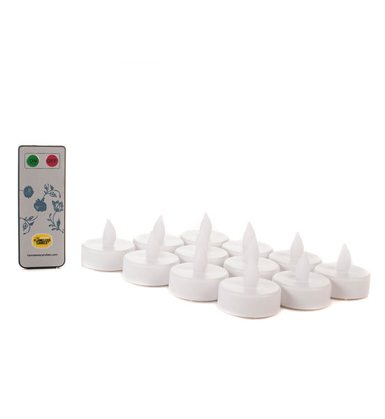 Set of 12 Remote Controlled Flameless Tea Light Candles Set of 12 Remote Controlled Flameless Tea Light Candles - The Amazing Flameless Candle