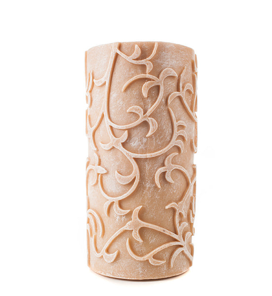 Carved Vines Flameless Pillar Candles
