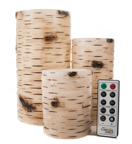 Birch Bark Flameless Pillar Candles - The Amazing Flameless Candle