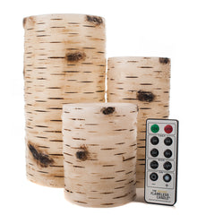 Birch Bark Flameless Pillar Candles - The Amazing Flameless Candle
