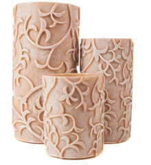 Carved Vines Flameless Pillar Candles - The Amazing Flameless Candle
