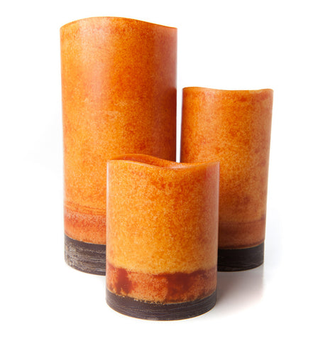 Tri-Tone Pumpkin Flameless Candle Pillars