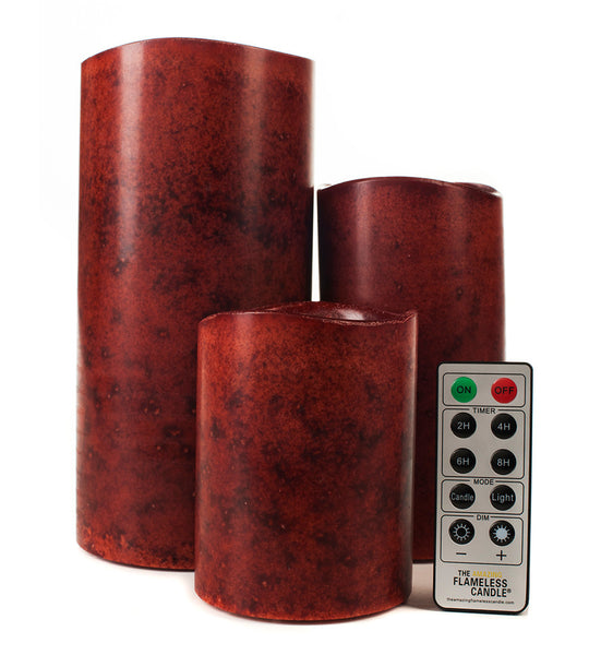 Mottled Pecan Flameless Candle Pillars - The Amazing Flameless Candle
