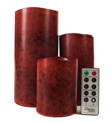 Mottled Pecan Flameless Candle Pillars - The Amazing Flameless Candle