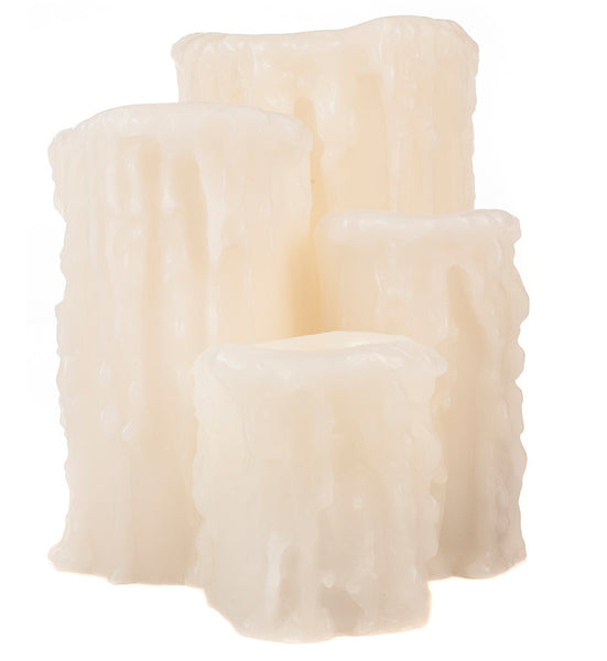 Ivory Heavy Drip Flameless Pillar Candles - The Amazing Flameless Candle
