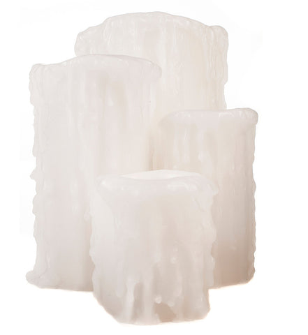 White Heavy Drip Flameless Pillar Candles