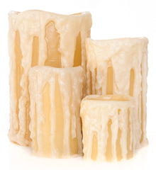 Tan/Ivory Heavy Drip Flameless Pillar Candles - The Amazing Flameless Candle