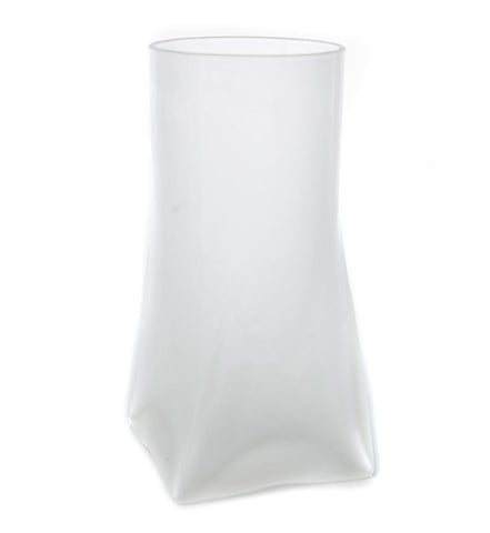 Frosted Glass Candle Holder with Square Bottom