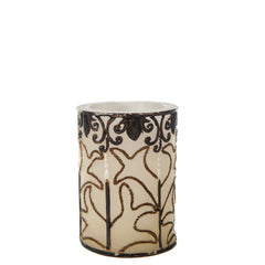 Ivory Wax Luminaries with Black Lace - The Amazing Flameless Candle
