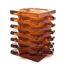Amber Stacked Glass Candle Holder