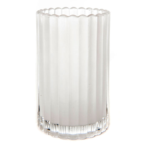 Round Vertical Ribbed Glass Candle Holder