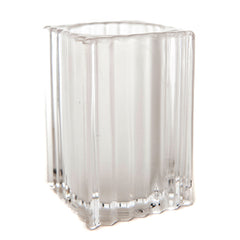Square Vertical Ribbed Glass Candle Holder - The Amazing Flameless Candle