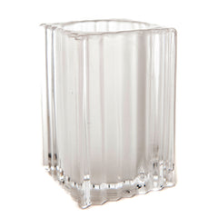 Square Vertical Ribbed Glass Candle Holder - The Amazing Flameless Candle