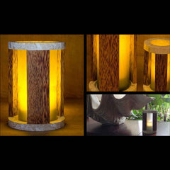 Round Core Wood & Stone Candle Holder - Resort Vessels