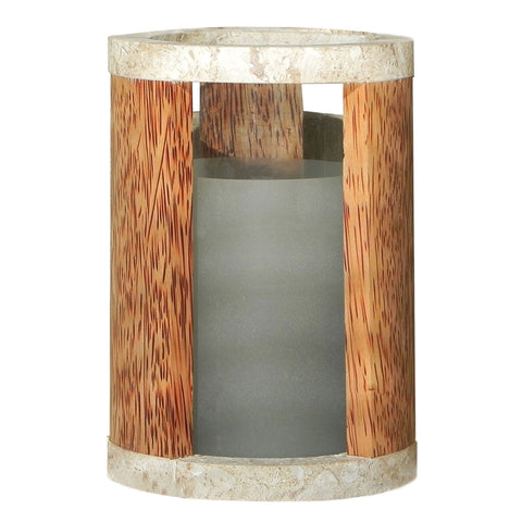 Round Core Wood & Stone Candle Holder