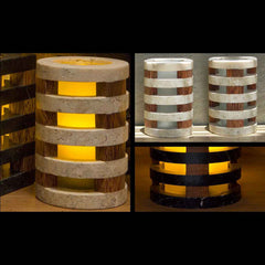 Round Stacked Wood & Stone Vessel - Resort Vessels
