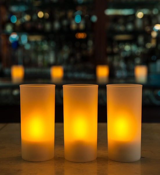Tall (4.75") Frosted Glass Cylinder Candle Holder - The Amazing Flameless Candle