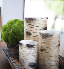 Birch Bark Flameless Pillar Candles - The Amazing Flameless Candle