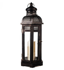 All-Weather Black Wood and Metal Flameless Candle Lantern - The Amazing Flameless Candle