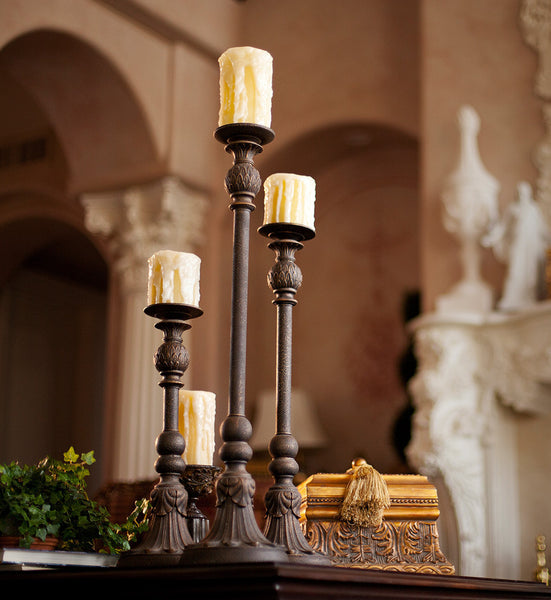 Tan/Ivory Heavy Drip Flameless Pillar Candles - The Amazing Flameless Candle