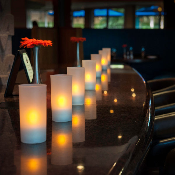 Small (3.5") Frosted Plastic Cylinder Candle Holder - The Amazing Flameless Candle