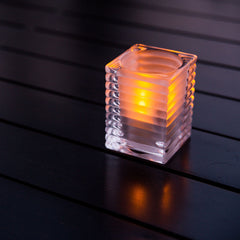 Ribbed Glass Candle Holder - The Amazing Flameless Candle