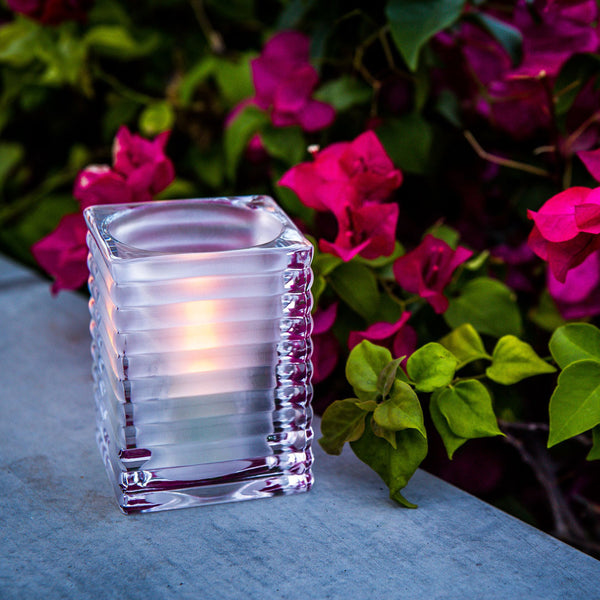 Ribbed Glass Candle Holder Black