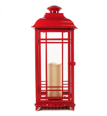 All-Weather Red Metal Flameless Candle Lantern - The Amazing Flameless Candle