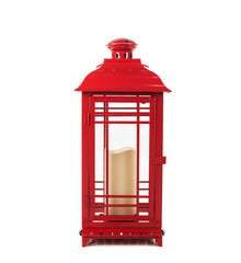 All-Weather Red Metal Flameless Candle Lantern - The Amazing Flameless Candle