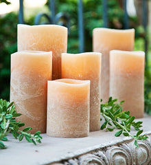 Taupe Distressed Flameless Pillar Candles - The Amazing Flameless Candle